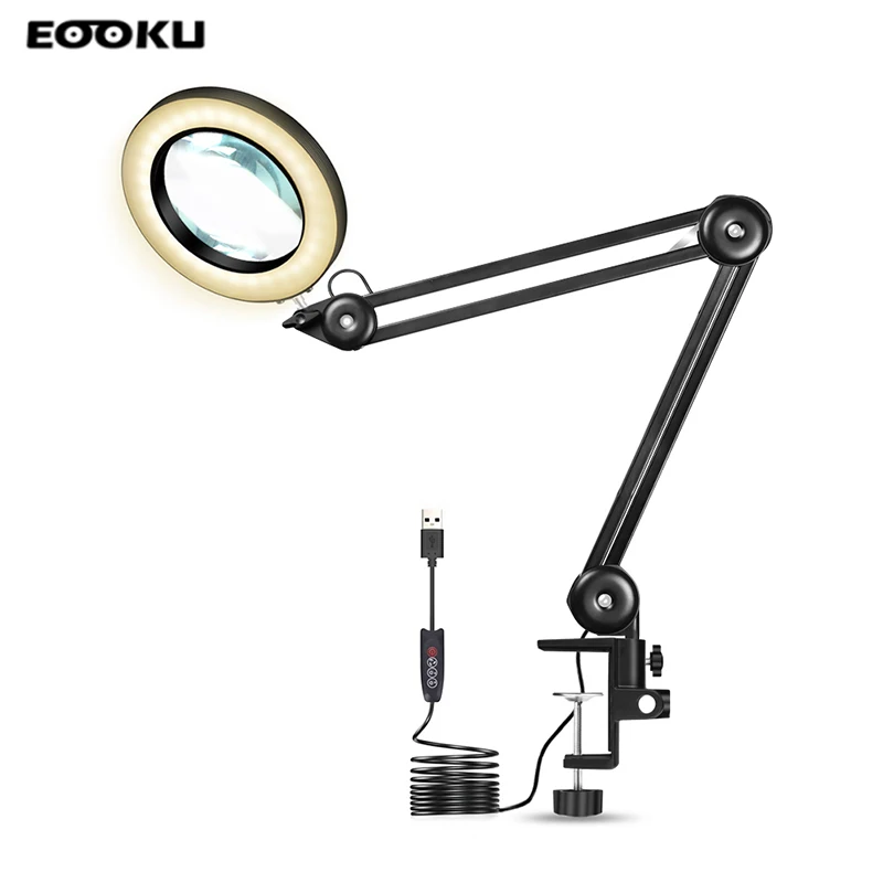 

EOOKU LED Lamp Desk Lamp USB 5x Magnifying Glass Professional Lighting Flexible Rocker Welding Assistant Energy Saving Beauty