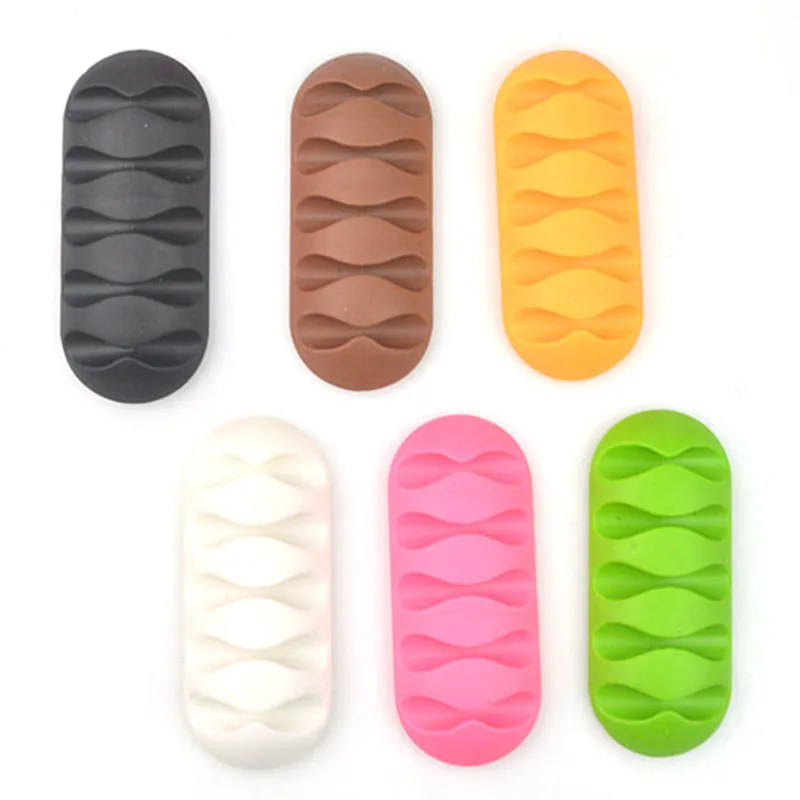 Silicone USB Cable Winder Cable Organizer Flexible Cable Management Clips For Headphones Mouse Cable For Phone PC Wire TXTB1