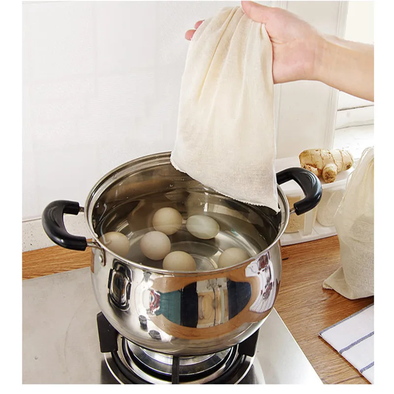 26cmX20cm Mesh Bag Cotton Linen Reusable Food Filter for Nut Milk Bean Fish Soup