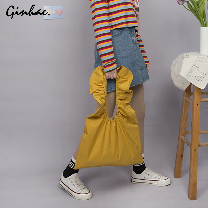 

Fashion Trendy Design Luxury Handbag Women Large Capacity Solid Color Shoulder Bag Simple Bucket Bag Ruched Clutch Messenger Bag