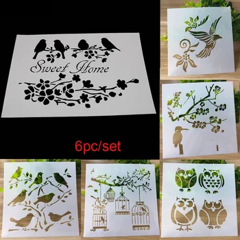 

Painting Template DIY Birds And Flowers Bullet Journal Stencil For Scrapbooking Stamp Embossing Card Craft Drawing Templates