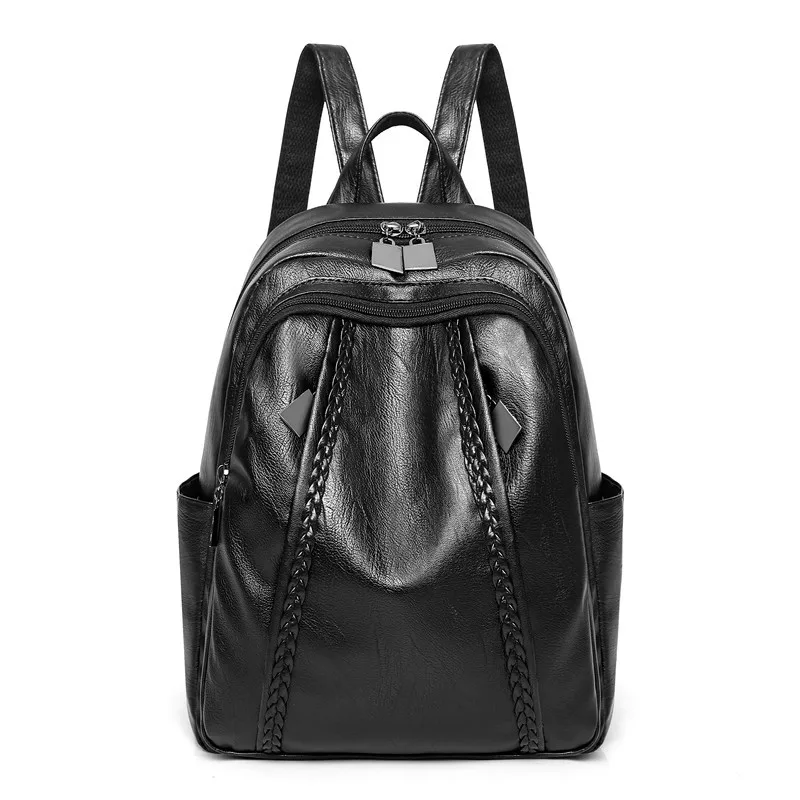 Bag women 2020 new bag sheepskin backpack European and American fashion soft leather double backpack Bag women 2020 new bag sheepskin backpack European and American fashion soft leather double backpack