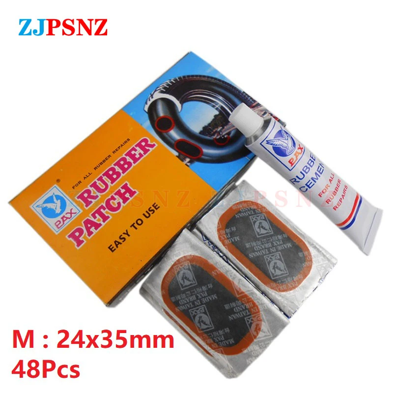 

Tyre Patches 48Pcs +1Pcs Glue High Quality Rubber Patch Tire Repair Glue Inner Tube Bicycle Motorcycle Mountain Bike Tube Repair
