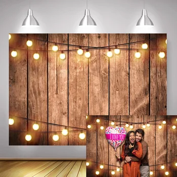 

Bridal Shower Photography Background for Photo Studio Rustic Wedding Party Backdrop Decoration Warm Light Wooden Floor Photocall