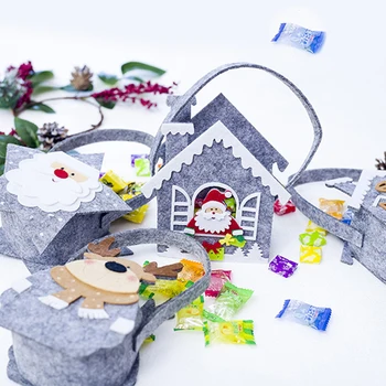 

Christmas Cookie Bag Kids Gifts Handbag Christmas Candy Gift Holder Treat Bag House Five-Pointed Star Elk New Year Gift Bag