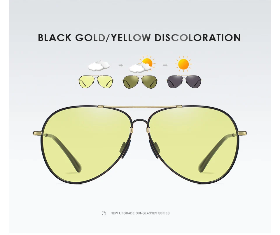 Mode Luftfahrt Ultra-licht Speicher Metall Sonnenbrille Männer Polarisierte Photochrome Brillen Tag Nacht Vision Gläser Frauen zonnebril – Detail 13
