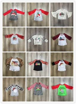 

baby girl christmas clothes Girls tree shirt shark shirt truck tee unicorn tee jingle bells raglans girls top wholesale