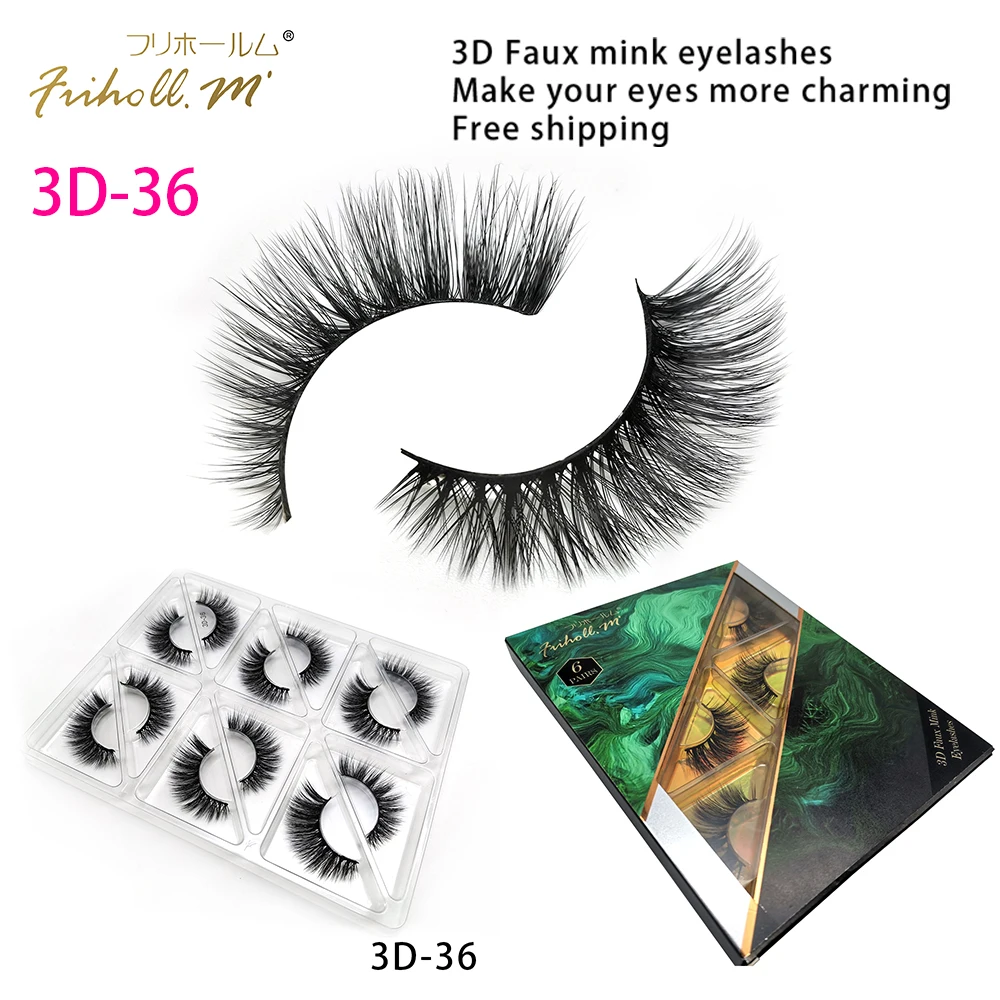 6 пар Friholl. m 3d шелковые продукты для макияжа 5d искусственные норковые ресницы натуральный объем перманентные настоящие норковые 3d накладные ресницы - Цвет: 3D-36