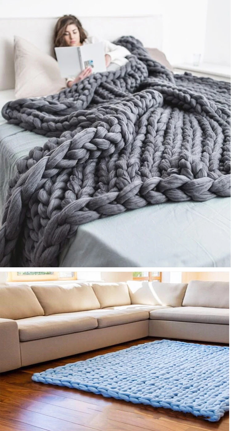 200*200 см быстрая транспортировка модное одеяло крупной ручной вязки толстое объемное трикотажное одеяло s диван для пикника