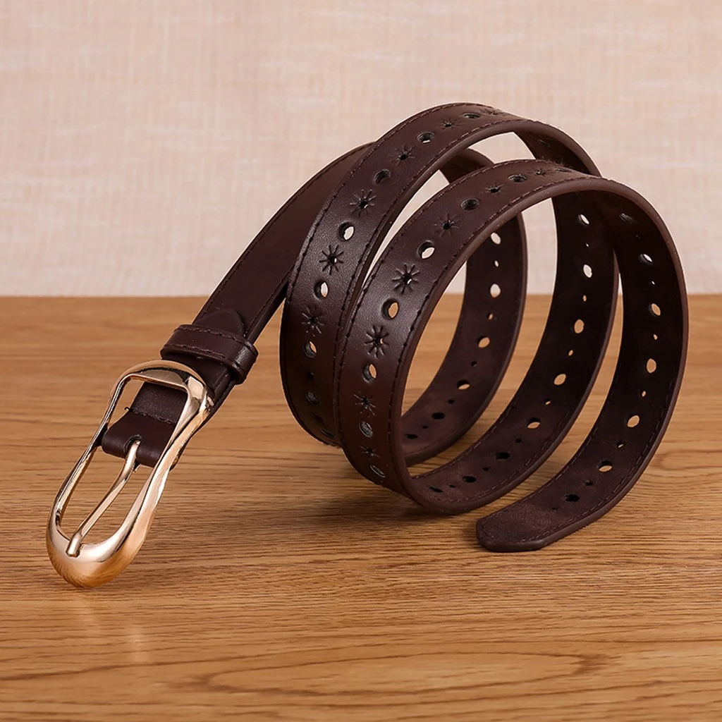Women Fashion Wide Leather Belt Pure Color Waistband Carved Cow Skin Belts For Jeans Top Quality Female Straps Vintage Femme 916
