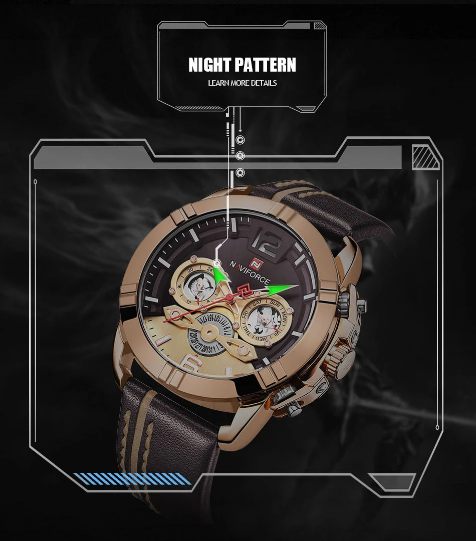 NAVIFORCE люксовый бренд Мужские часы Военные Спортивные кварцевые часы мужские s мужские кожаные водонепроницаемые часы с календарем Relogio Masculino
