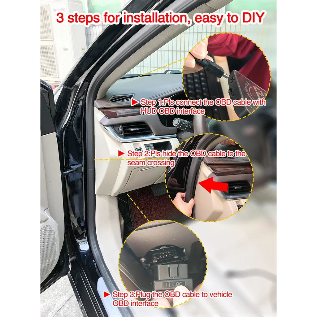 Car Head Up Display Multi-Color Speedometer Windshield Projector -40-80℃