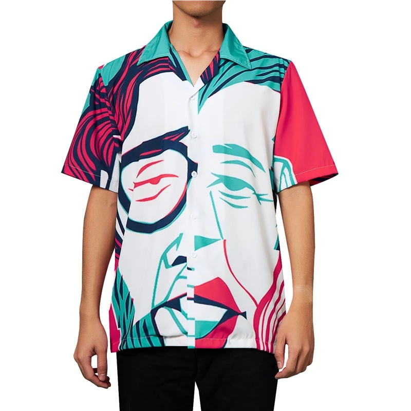 Модная мужская рубашка в Корейском стиле с цветочным принтом, Chemise Homme Longue, тонкие хип-хоп блузки, мужские повседневные рубашки с коротким рукавом