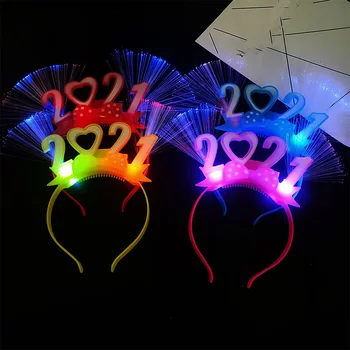 

2021 New Year Celebration Headband LED Light up Happy New Year Headbands Christmas Blinking Head Wear
