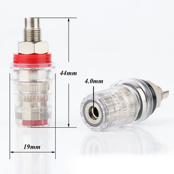 

4Pcs Rhodium Plated Amplifier Speaker Terminal Connector Binding Post Banana Jack Socket Sound Audio Connector Adapter