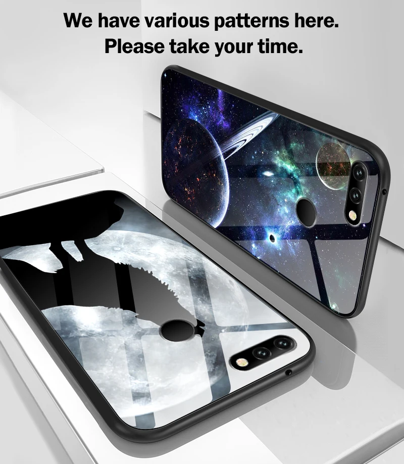 Капа для Huawei Honor 6X 7A 7C 7X 8A 8X9 облегченное закаленное стекло крышка Y6 Y9 Y7 премьер-профессионал Magic2 Модный яркий чехол для телефона