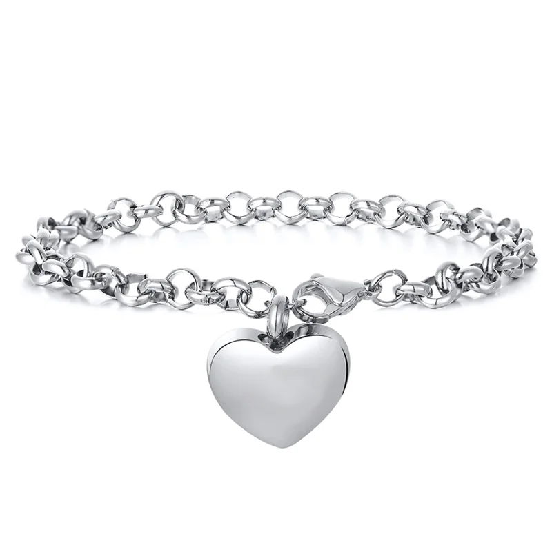 Small Heart Cremation Jewelry Urn Bracelet Custom Stainless Steel Cremation Memorial Ash Urn Bangle for Ashes Dropshipping 3