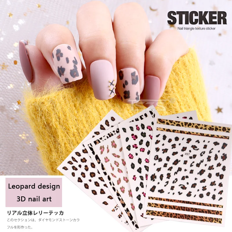 1 sheet/lot Autumn and winter nails leopard stickers three-dimensional Sexy Designs Women Slider Decalsnail decoration nail art