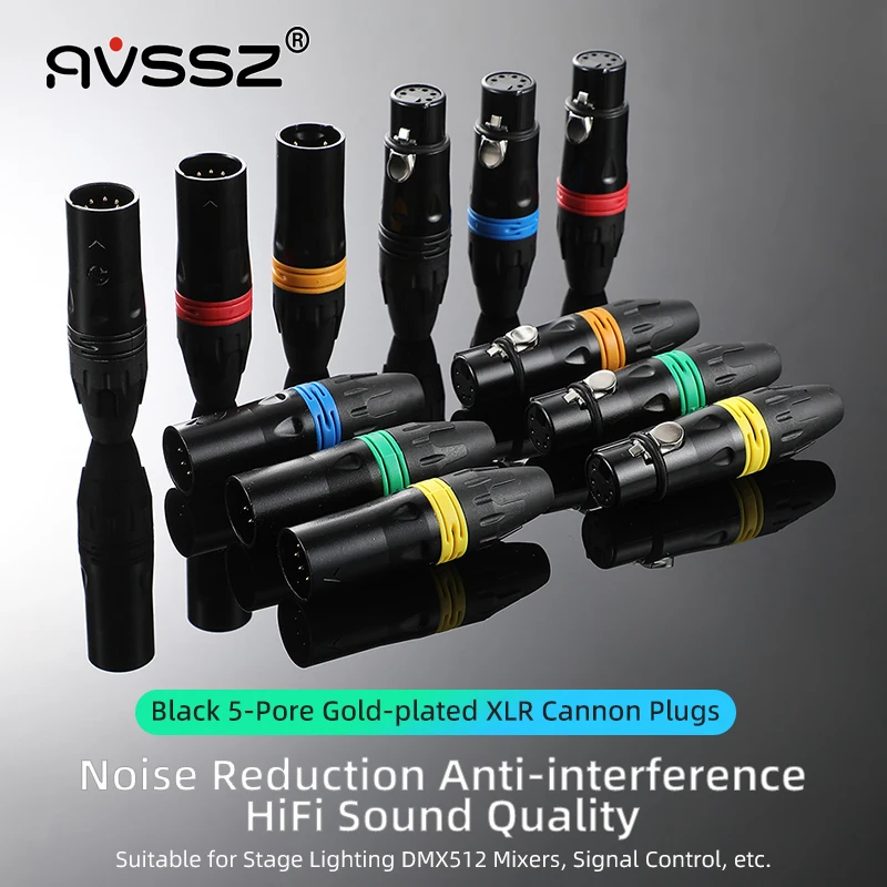 

AVSSZ 5-полюсные разъемы XLR «Папа-мама» с позолоченным штекером для микрофона, сварочный аудиокабель, Соединитель с кольцами