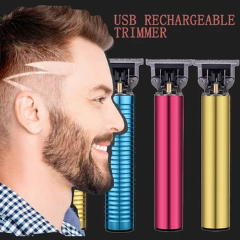 

New USB rechargeable engraving electric clipper T-shaped color full metal body hair clipper oil head electric clipper