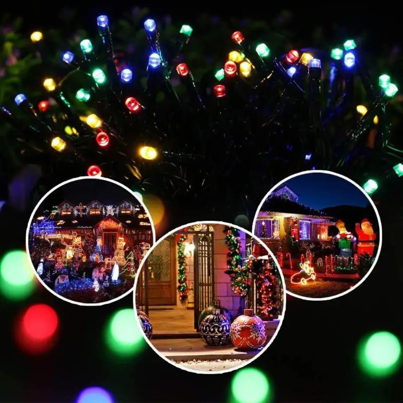 50/200 светодиодный Сказочный светильник на солнечной батарее, Рождественская уличная гирлянда, светодиодный светильник, уличный водонепроницаемый светильник для сада и свадьбы