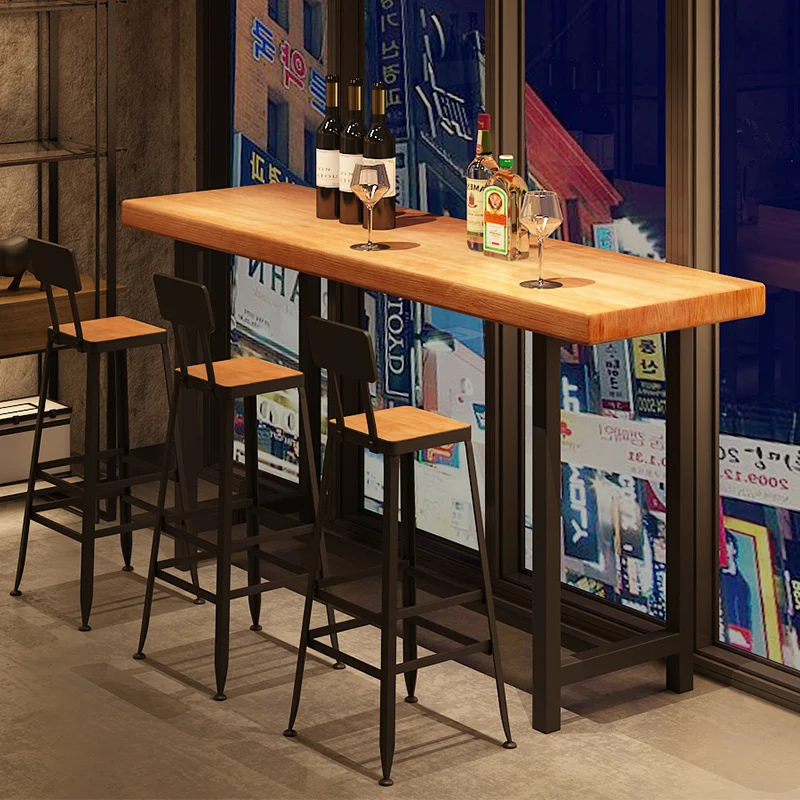 Скандинавские простые железные барные стулья для отдыха Кофейня чайный магазин Настенные высокие барные стулья из твердой древесины
