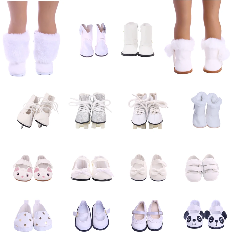 Doll White PandaShoes Canvas Shoes Sneakers Fit 18 Inch American Doll&43cm Baby New Born Doll Clothes Accessories,Girls Toys DIY polo evanston white navy sneakers rf102322jj white