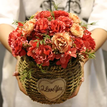 

Artificial Peony Decorative Party Silk Fake Flowers 10 Heads Peonies for Home Hotel Decor DIY Wedding Decoration Wreath