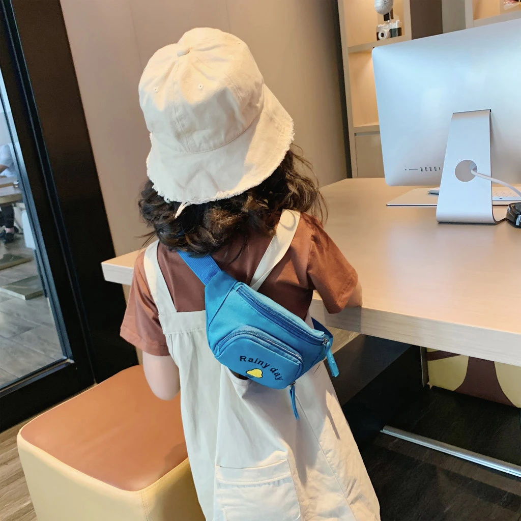 2019 Hot Sale Solid Color Child Joker Crossbody Waist Purse Cartoon Canvas Zipper Chest Bags Pocket Pocket Shoulder Bag 826