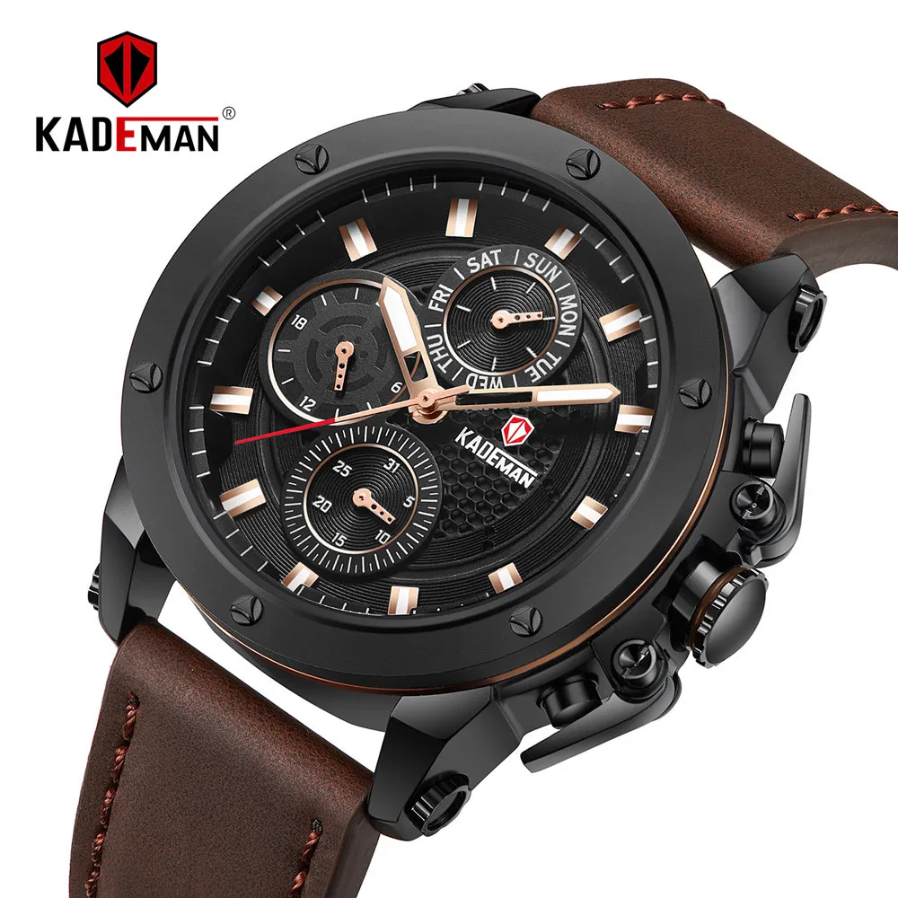

KADEMAN Men's Watch Waterproof Muliti Functional Sports Quartz Watches Top Brand Fashion Military Wristwatch Relogio Masculino