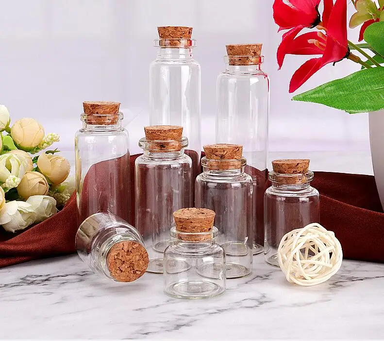 Mini botellas de cristal con diseño de rayas para decoración de casa de  muñecas, frasco de corcho de uso múltiple, botella colgante de la suerte,  10 unidades - AliExpress