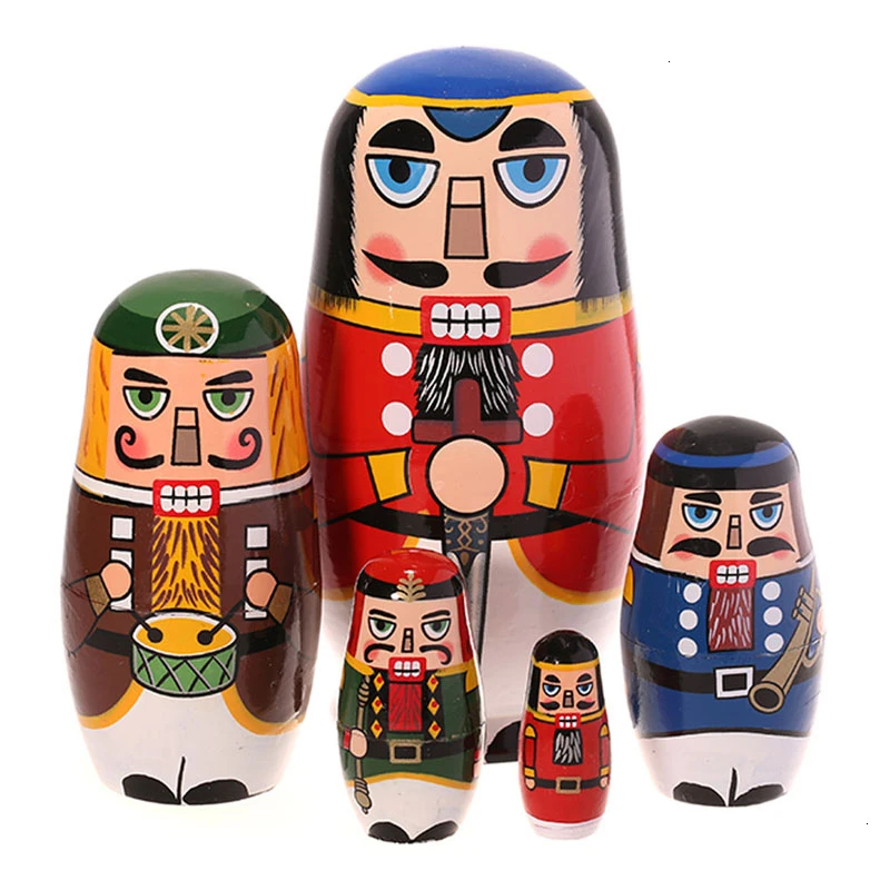 

Russian Matryoshka Dolls Wood Creative Panda Nutcracker Girl Ninja Nesting Dolls Russian Traditional Ethnic Style DIY Dolls Gift