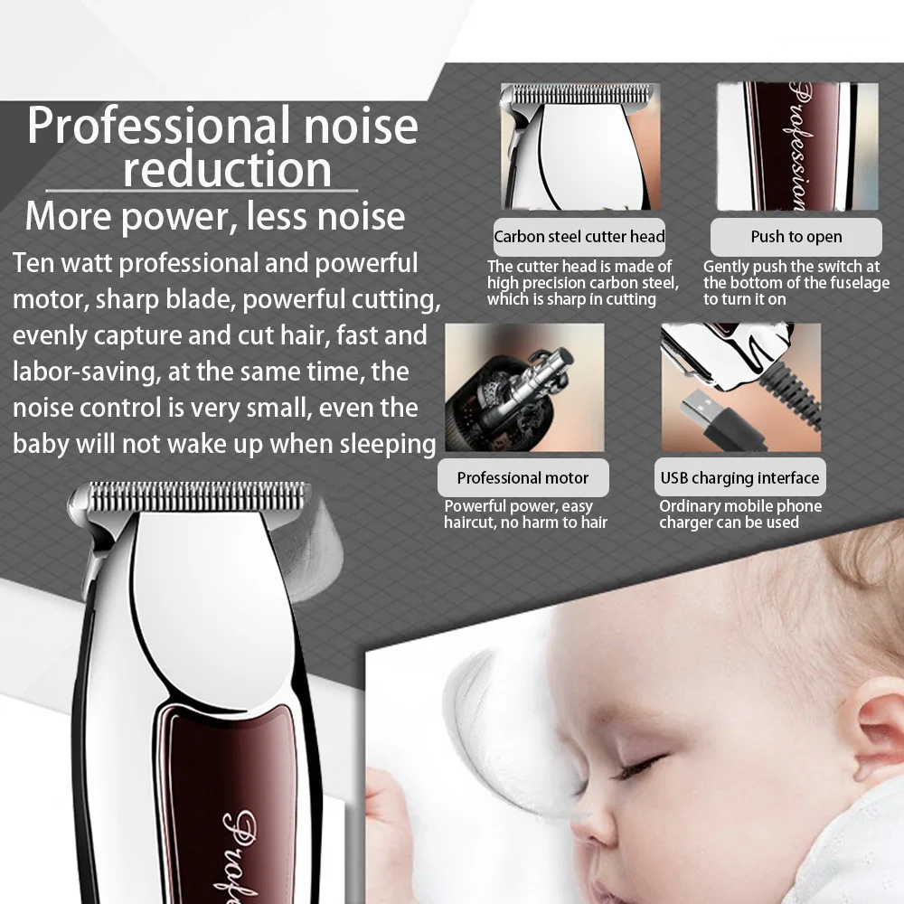 Hair Trimmer Rechargeable Cordless for Men Grooming Professional Electric Hair Clipper Beard Cutting