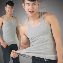 Новинка, летний мужской сексуальный жилет, Одноцветный топ с u-образным вырезом, безрукавка, рубашки, мужские повседневные трико, жилеты, L-3XL, FIF66