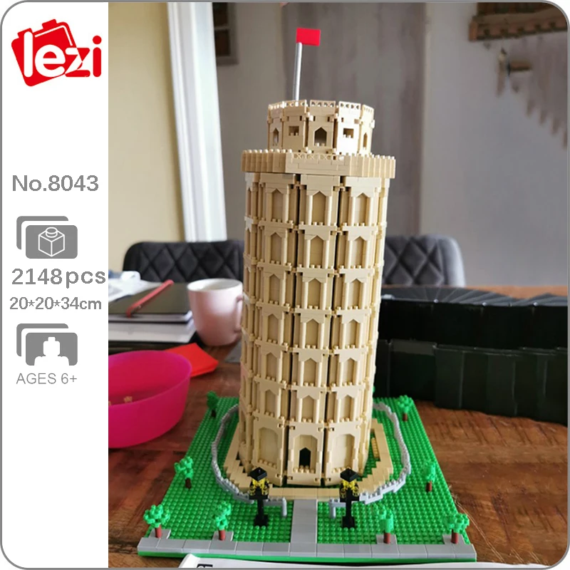 Lezi 8043 мировая архитектура Италия наклонная башня Пизы модель дерева