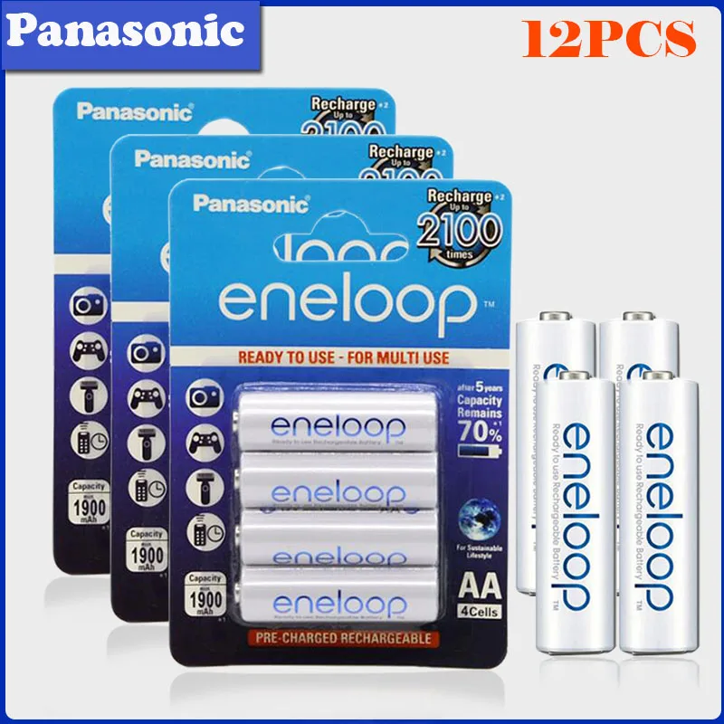 12PCS Panasonic 1,2 V 1900mAh AA Аккумуляторная батарея для камеры фонарик игрушки пульт дистанционного управления Предварительно заряженный Ni-MH аккумулятор - Цвет: 12PCS