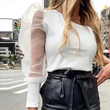 Women Jumpsuits Sexy Fashion Solid Color Mesh Long Sleeve Stitching Oblique Shoulder Bodysuit Ropa Mujer 2020 New Drop Shipping