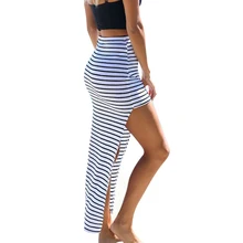 Faldas Mujer Moda юбка Пляжная Асимметричная черно-белая полосатая эластичная сумка с разрезом на бедрах пляжный с завышенной талией юбка до щиколотки