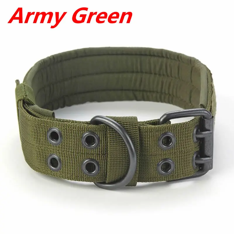 Army Green Ошейники для питомцев, нейлоновый Военный Тактический Регулируемый ошейник для собак, тренировочный ошейник для питомцев, металлическая пряжка - Цвет: Army Green