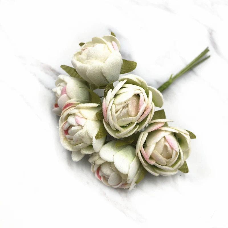 Light pink YOOROMER 6 шт. PE маленькая Роза искусственный шелк цветочное свадебное украшение DIY ВЕНОК Свадебная вечеринка Искусственный цветок - Цвет: Light pink