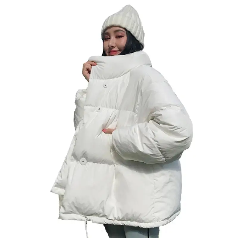 Куртки, пальто-кардиган, Осень-зима, новинка, Модный женский пуховик с воротником, Корейская тонкая маленькая куртка, короткое пальто - Цвет: white