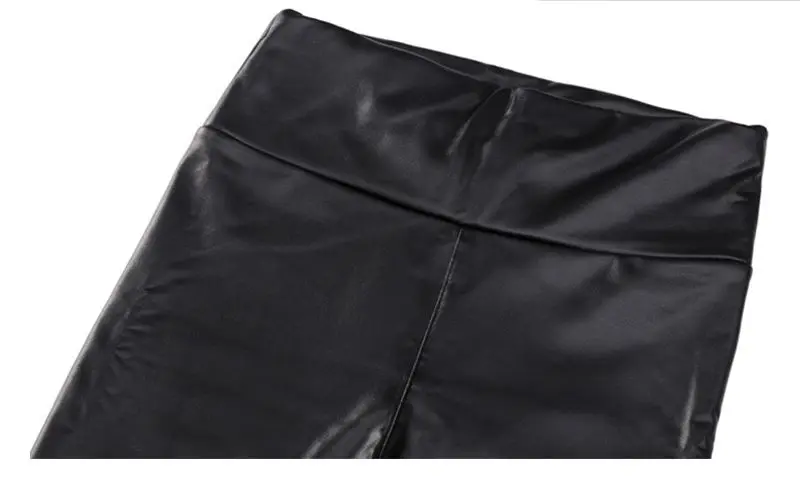 SALSPOR 5XL размера плюс женские зимние вельветовые брюки Femme черные теплые кожаные девять брюки женские сексуальные с высокой талией тонкие PU Леггинсы