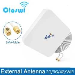 Antenne 4G LTE avec panneau 35dBi et connecteur SMA TS9 CRC9 mâle, câble de 3m pour Modem 4G, adaptateur de routeur, connecteur de Signal Zoom 