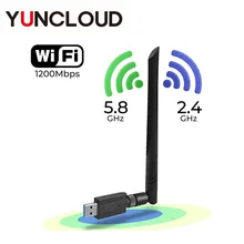 YUNCLOUD USB 3.0 Wifi Adapter 5.8GHz 2.4GHz Wi-fi Receiver High Speed 1200Mbps Wifi Antenna Free Driver Wireless PC Network Card YUNCLOUD USB 3.0 Wifi Adapter 5.8GHz 2.4GHz Wi-fi Receiver High Speed 1200Mbps Wifi Antenna Free Driver Wireless PC Network Card