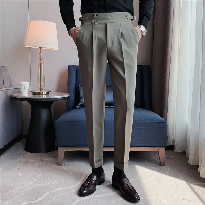 Business Pants Suit Pants Men Pants Business Casual Draped High-waist Trousers Men Solid Color Formal Pants Male Formal Office Social Suit Pants