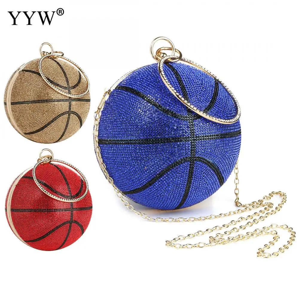 Bolso de hombro redondo de baloncesto para mujer tendencia de moda bandolera con cadena acrílica #red Bolso de hombro redondo de baloncesto para mujer tendencia de moda bandolera con cadena acrílica #red