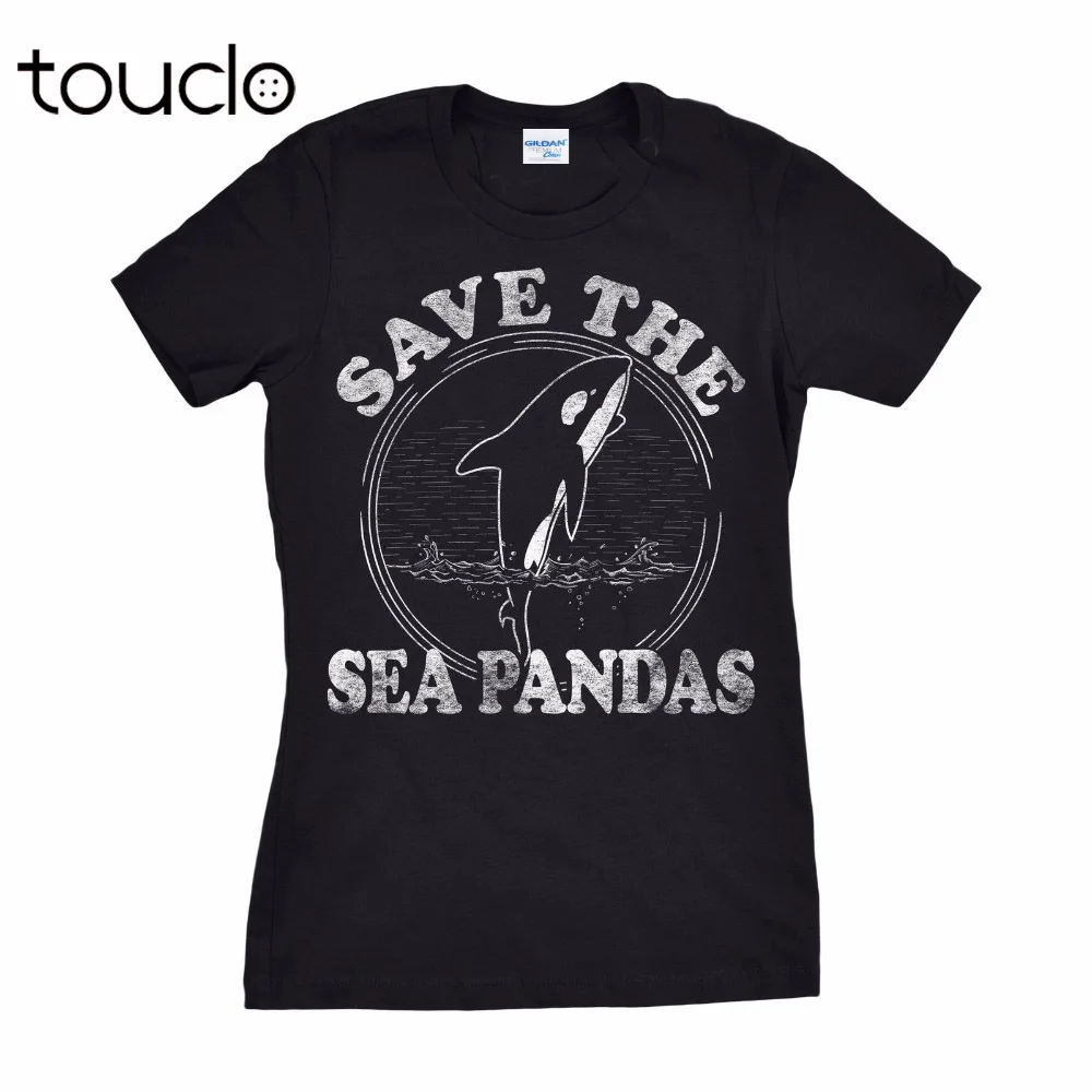 

New Brand Fashion Street wear T-Shirt Clothes Womens Save The Sea Pandas Funny Whale Orca Dolphin Ocean Life Tee Shirt