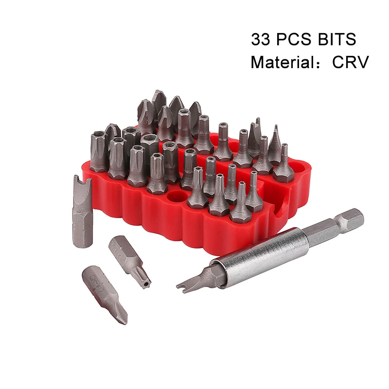 33pcs 보안 변조 방지 비트 스패너 트라이 윙 Torx Hex 스타 스패너 스크류 드라이브 마그네틱 비트 홀더 스크류 드라이버 비트