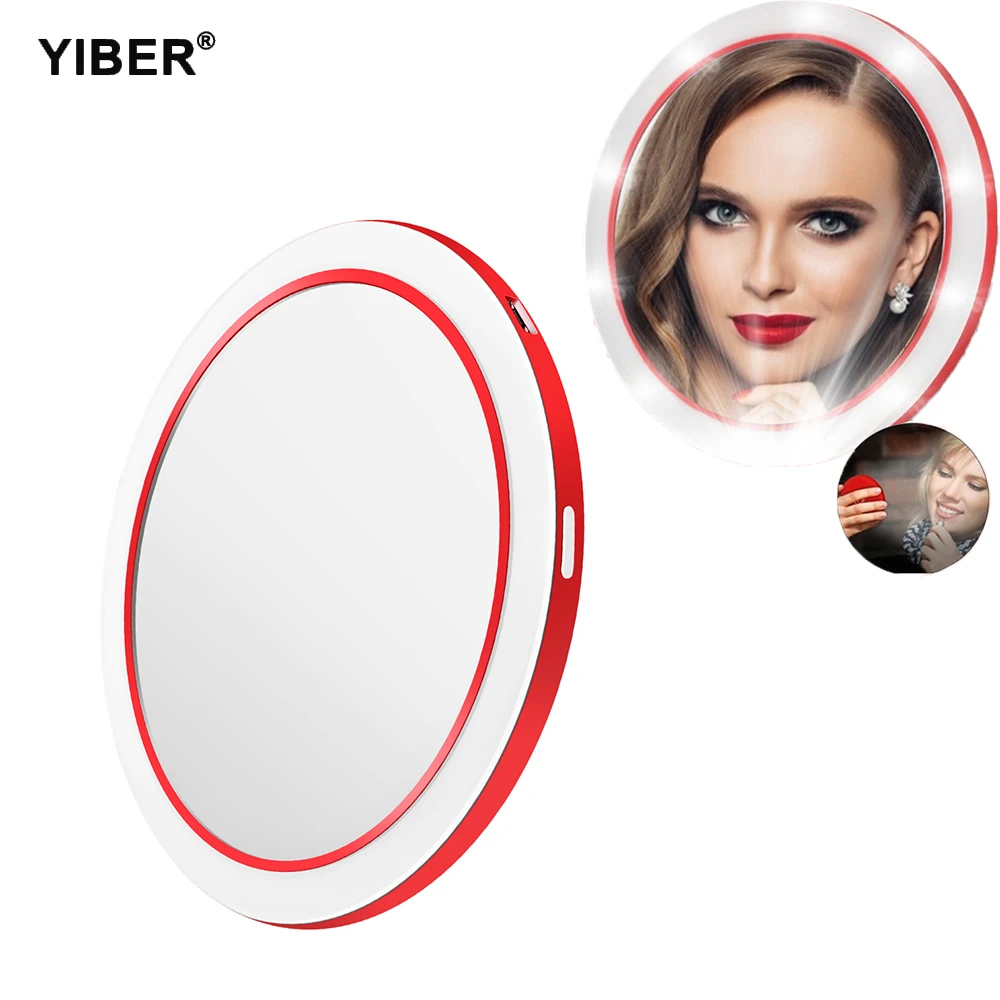 

LED Mini Circular Makeup Mirror Wireless USB Charging Multifunctional Portable Adjustable Sensing Lighting Cosmetic Mirror Tools