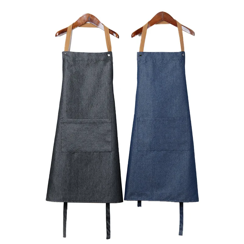 

Pure Color Cooking Kitchen Canvas Denim Apron Unisex Woman Chef Waiter Cafe Shop BBQ Hairdresser Aprons Bibs Kitchen Accessory